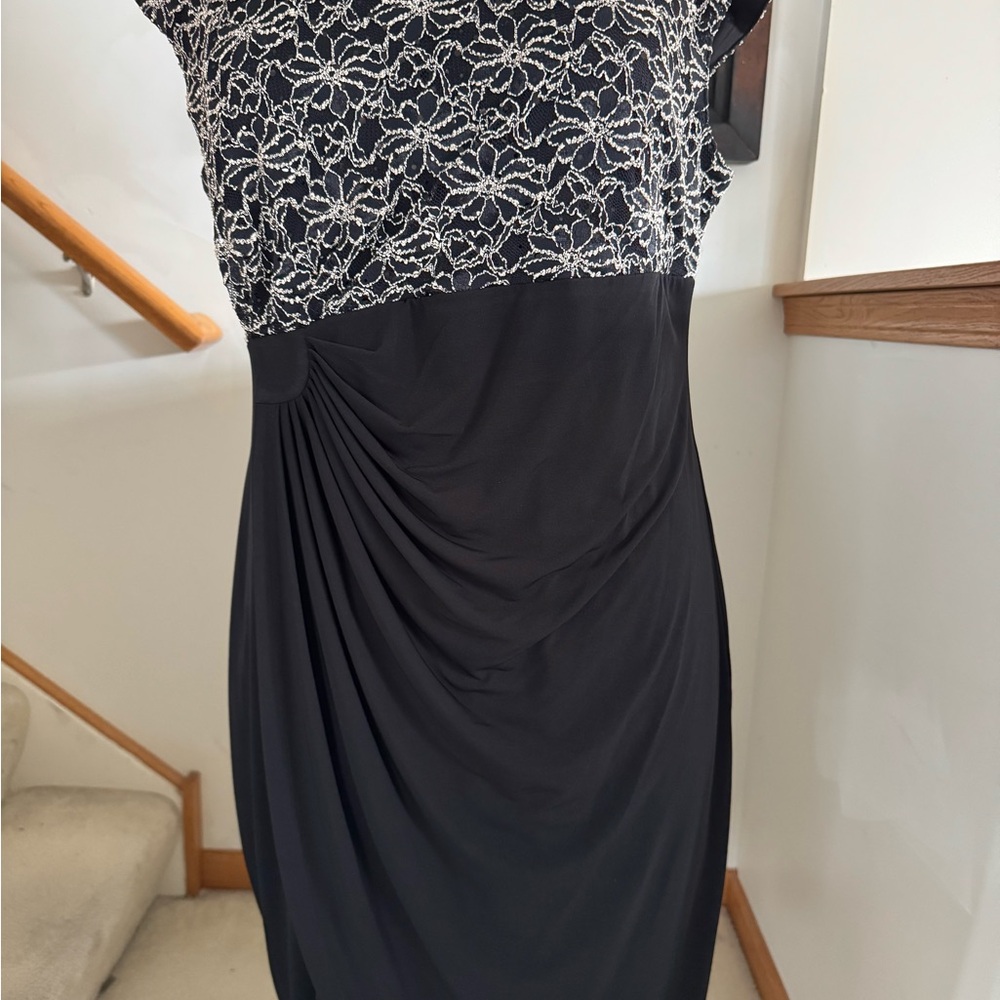 Connected Apparel Black Ruched Sheath Dress